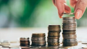 indian 5 rupee notes and coins